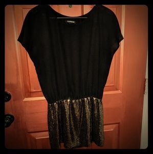AMAZING Express black and gold sequined dress